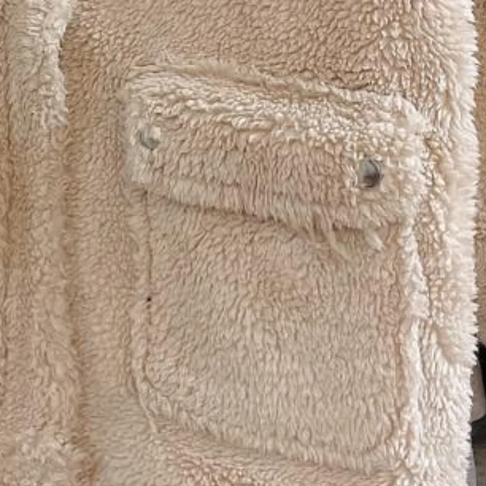 Cozy Teddy Bear Sherpa Jacket Cream Oversized - Picture 3 of 4